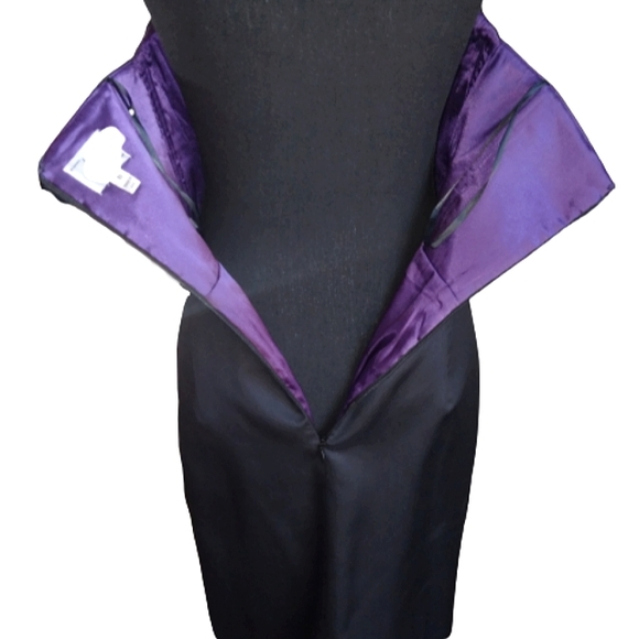 Vintage Milly of New York Black Tuxedo Strapless Wool/Silk Sexy Mini Dress Sz. 6 - Picture 7 of 9